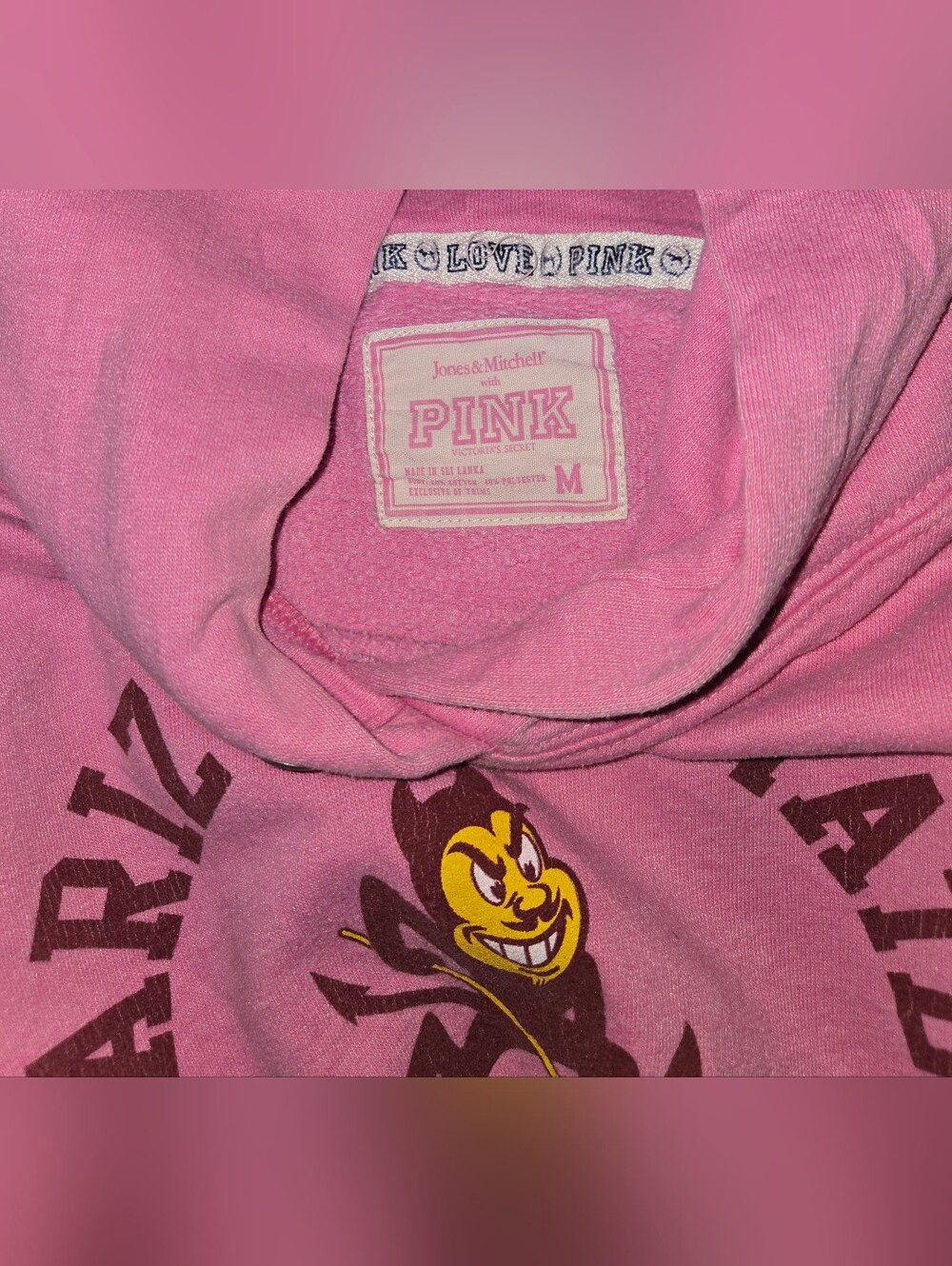 Victoria's Secret PINK Arizona State University Pink Hoodie VINTAGE - Picture 6 of 8